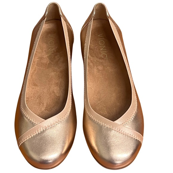 Vionic Spark Caroll Metallic Rose Gold Leather Ballet Flats Size 6.5 - Picture 3 of 13
